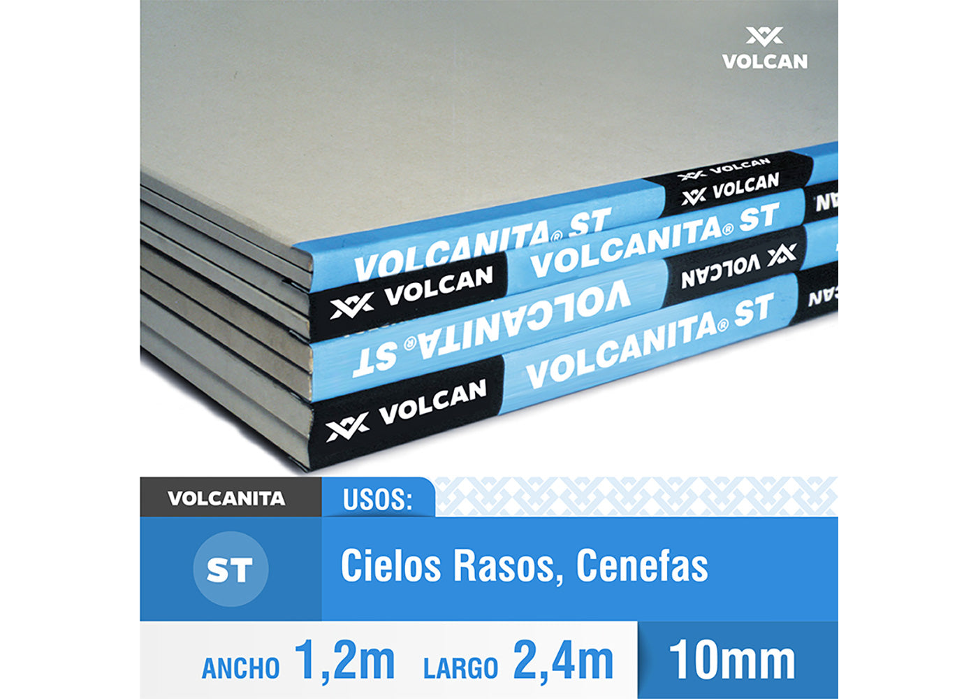 Volcanita St Br 10 mm X 1.20x2.40 - Materiales de Construcción Jurmaq Molina