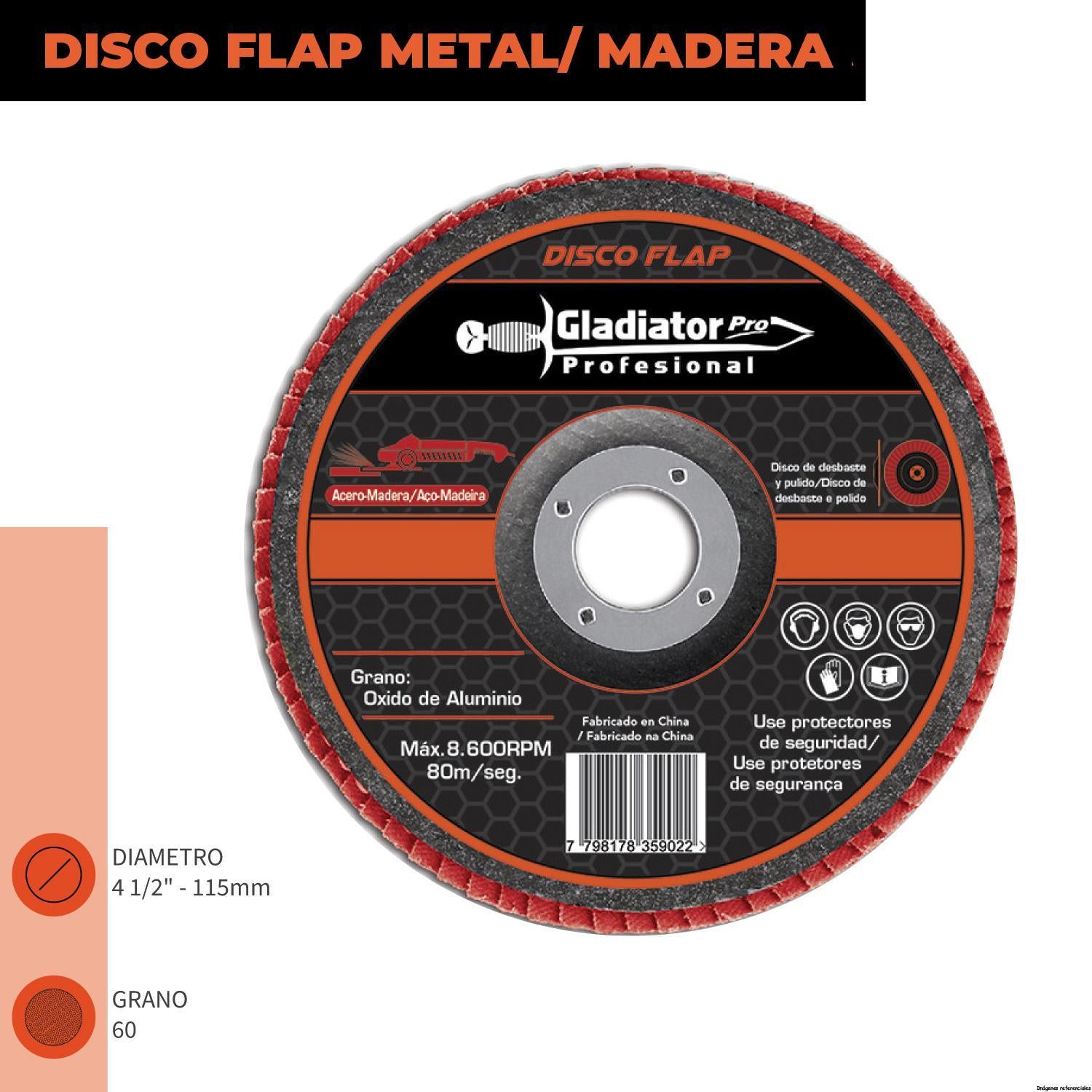 Disco Flap Madera 60 gr - Materiales de Construcción Jurmaq Molina