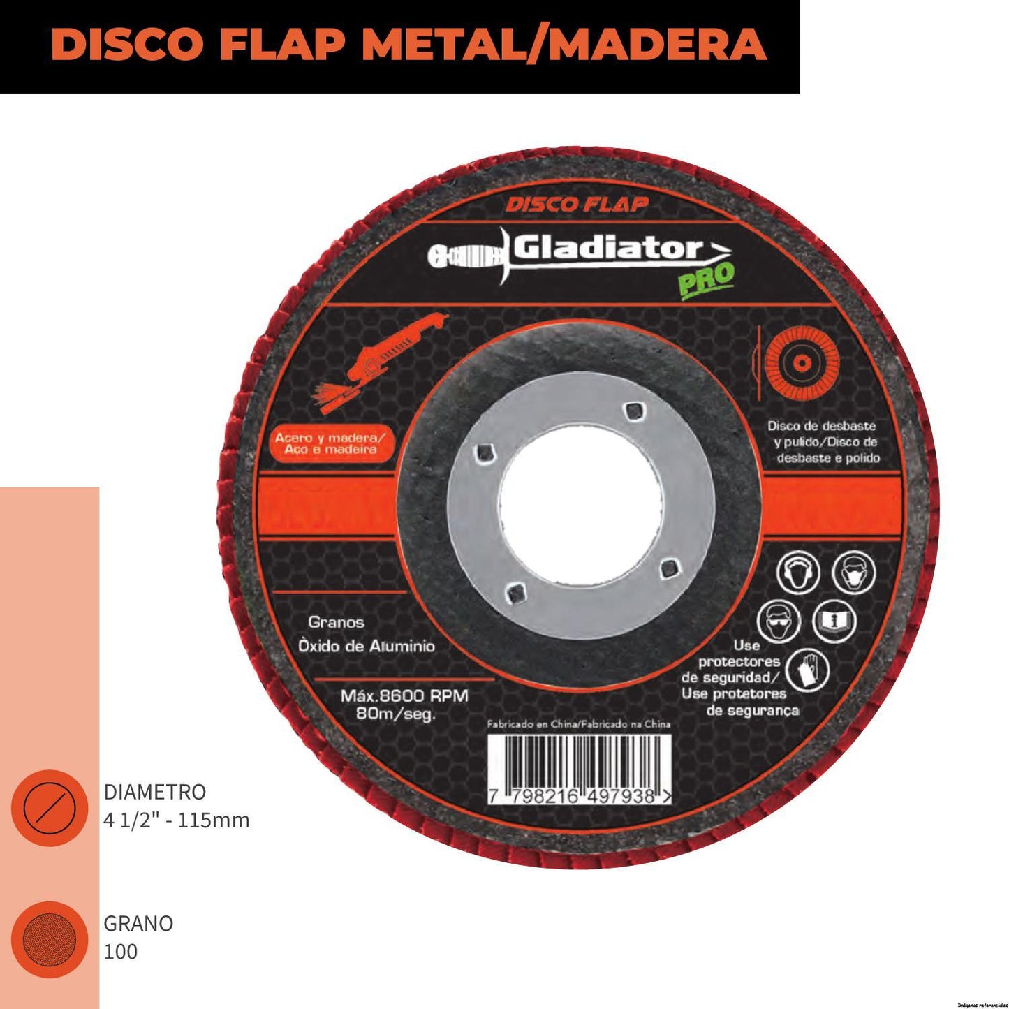 Disco Flap Madera 100 gr - Materiales de Construcción Jurmaq Molina
