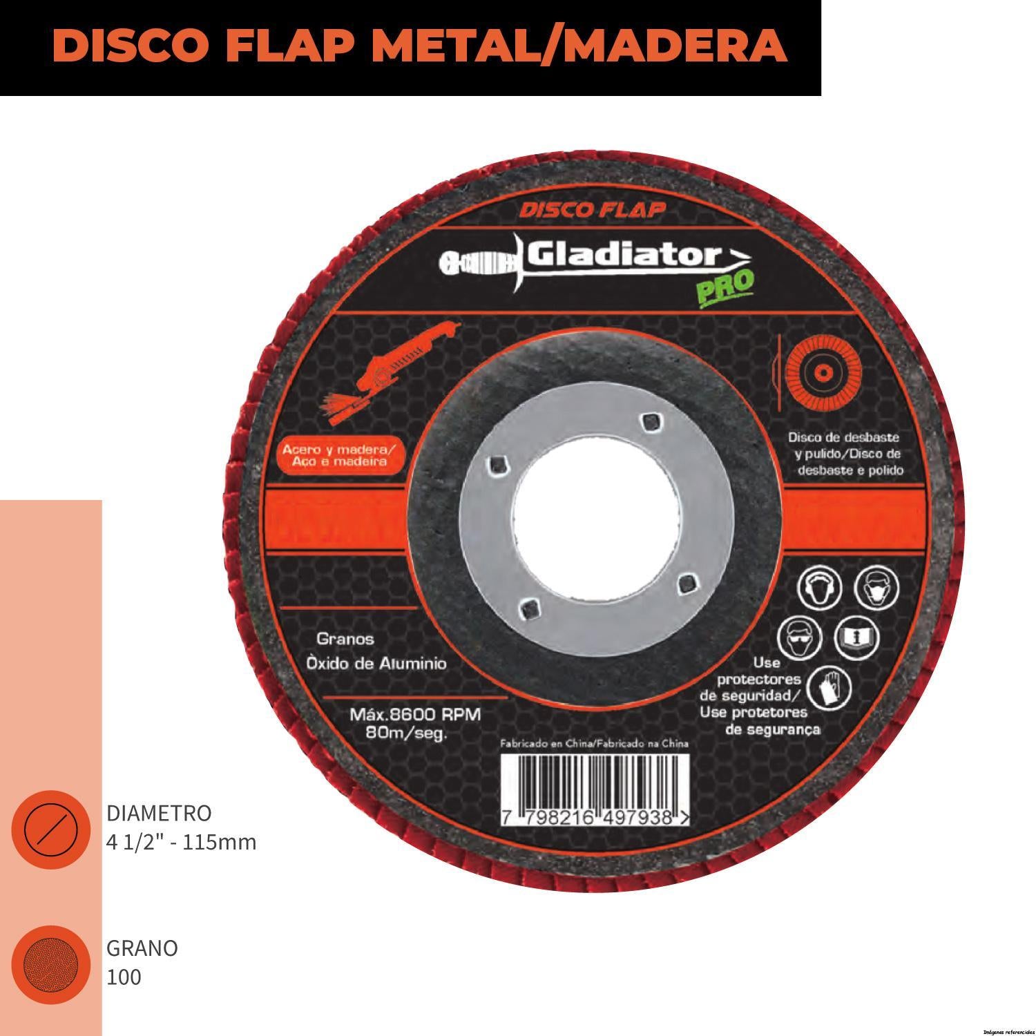 Disco Flap Madera 100 gr - Materiales de Construcción Jurmaq Molina