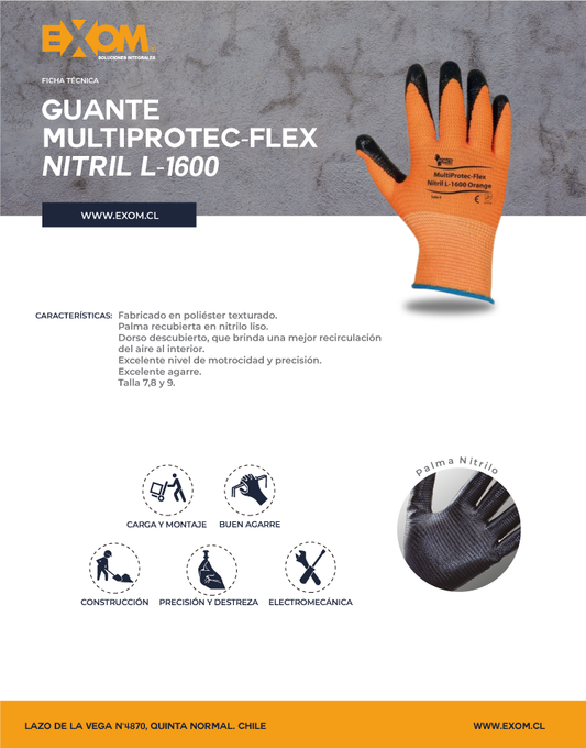 Guante Multiprotec Flex Naranjo Tipo 9 - Materiales de Construcción Jurmaq Molina