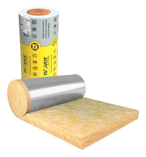 Lana De Vidrio Con Aluminio Rollo 50 mm 1.20x12 mts X1 - Materiales de Construcción Jurmaq Molina