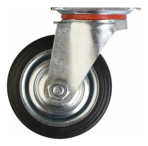 Rueda Goma Con Base Giratoria 4" Llanta Metalica - Materiales de Construcción Jurmaq Molina