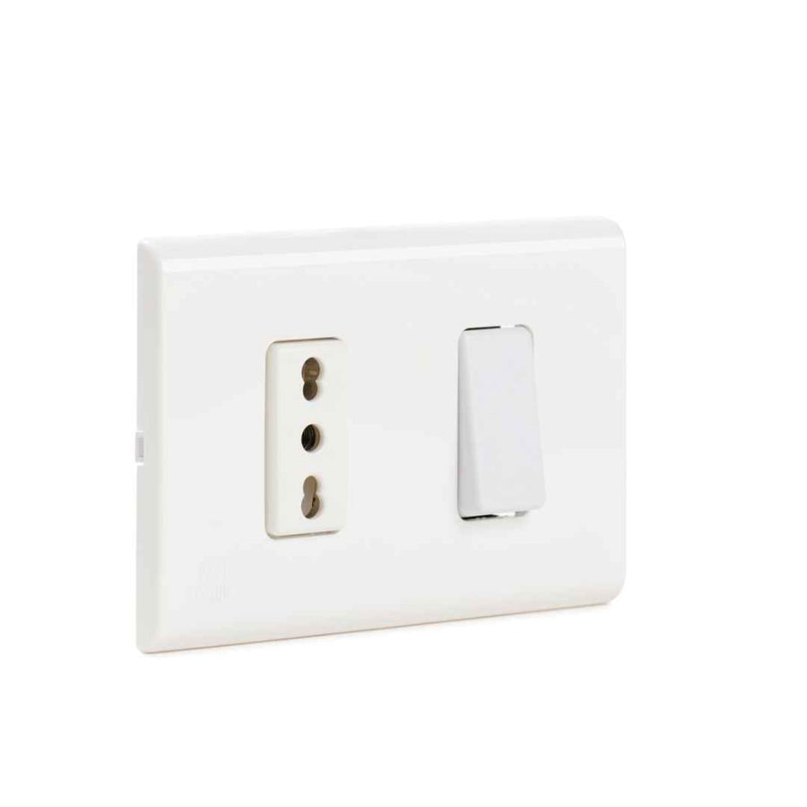 Interruptor 9/12 + Toma Corriente Embutido Blanco - Materiales de Construcción Jurmaq Molina