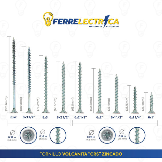 Torn Volcanita Zincado 6x1.5/8" 100 Un - Materiales de Construcción Jurmaq Molina