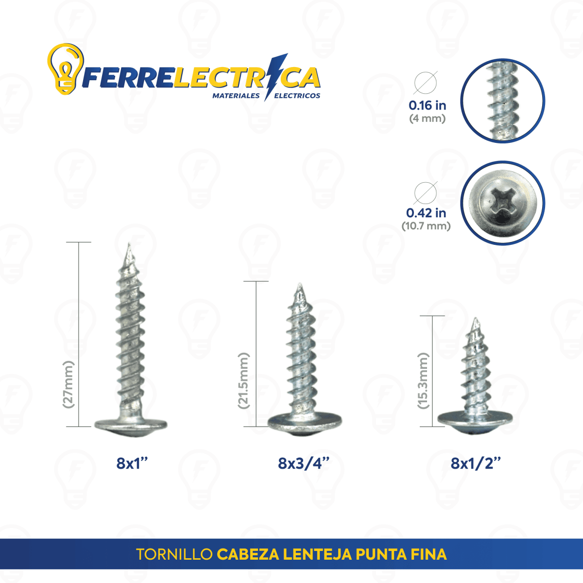 Torn Pb Con Lenteja Zincado 8x1" 100 Un - Materiales de Construcción Jurmaq Molina