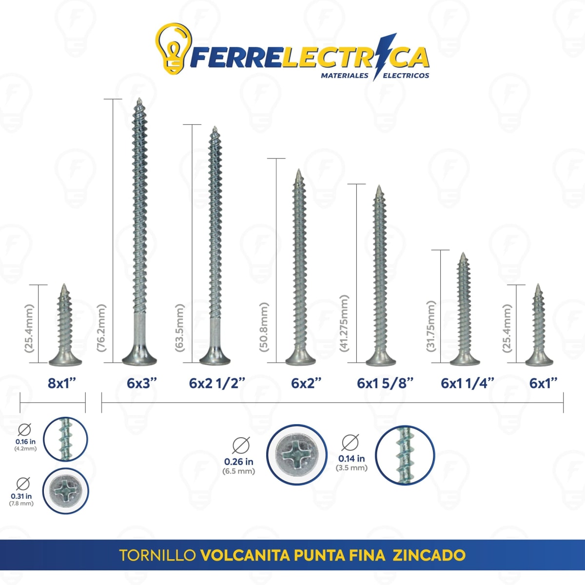 Torn Volcanita Pb 6x1.1/4" 100 Un - Materiales de Construcción Jurmaq Molina