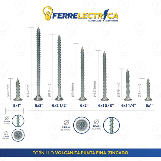 Torn Volcanita Pb 6x1.1/4" 100 Un - Materiales de Construcción Jurmaq Molina
