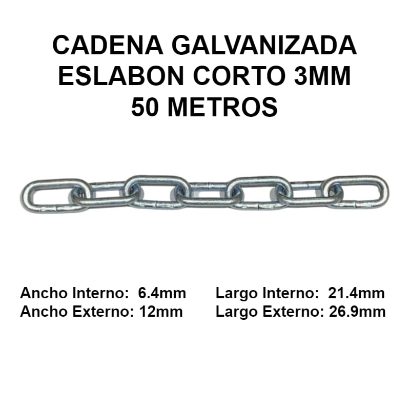 Cadena Galvanizada 3 mm Eslb.Corto Y Largo - Materiales de Construcción Jurmaq Molina