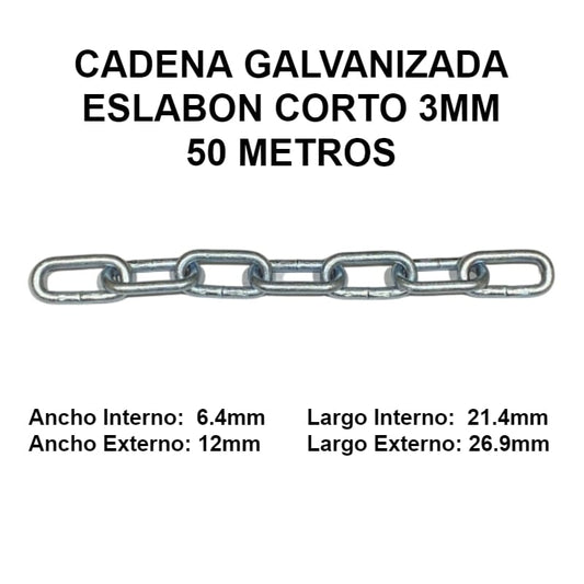 Cadena Galvanizada 3 mm Eslb.Corto Y Largo - Materiales de Construcción Jurmaq Molina
