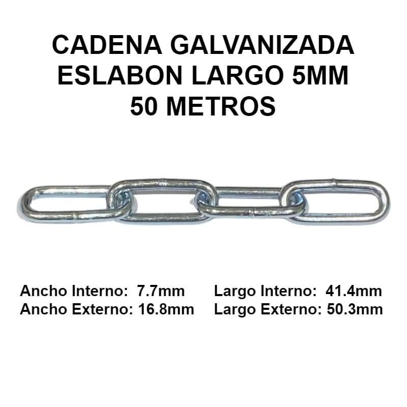 Cadena Eslabon Larga 5 mm (3/16) - Materiales de Construcción Jurmaq Molina
