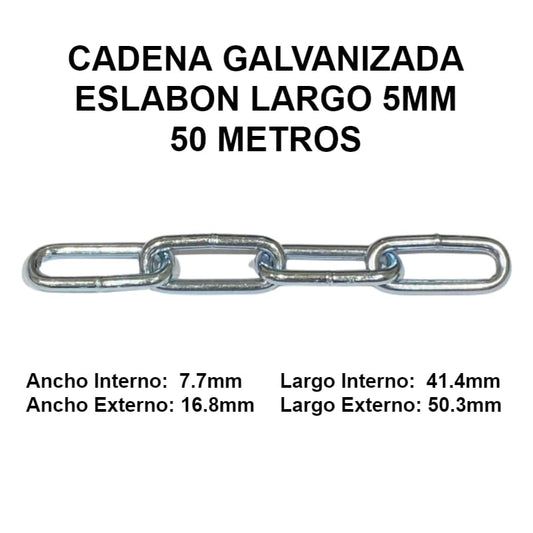 Cadena Eslabon Larga 5 mm (3/16) - Materiales de Construcción Jurmaq Molina
