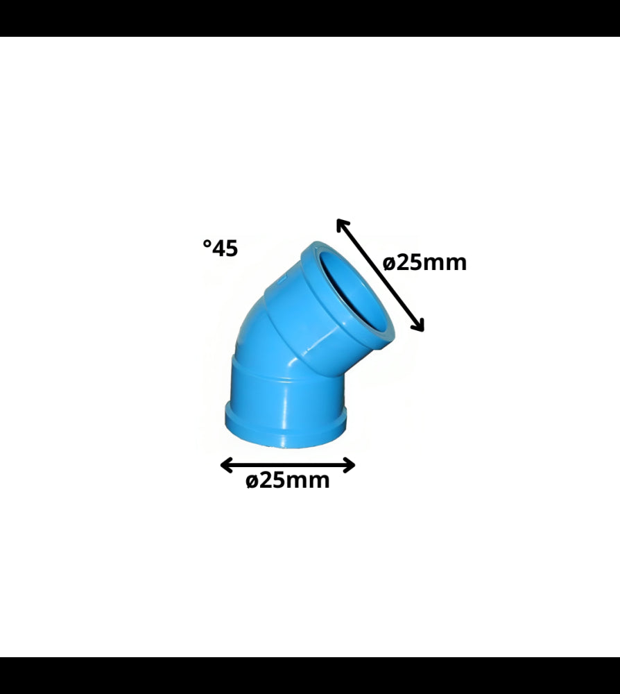 Codo PVC Presion 25 mm X 45" Curva Soldable - Materiales de Construcción Jurmaq Molina