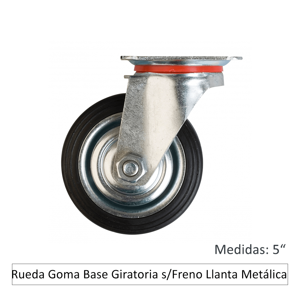 Rueda Goma Con Base Giratoria 5" Llanta Metalica - Materiales de Construcción Jurmaq Molina