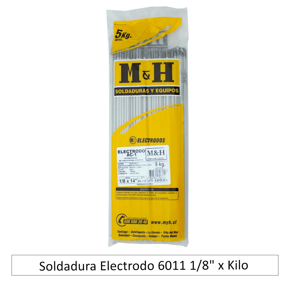 Soldadura 6011 1/8 Myh - Materiales de Construcción Jurmaq Molina