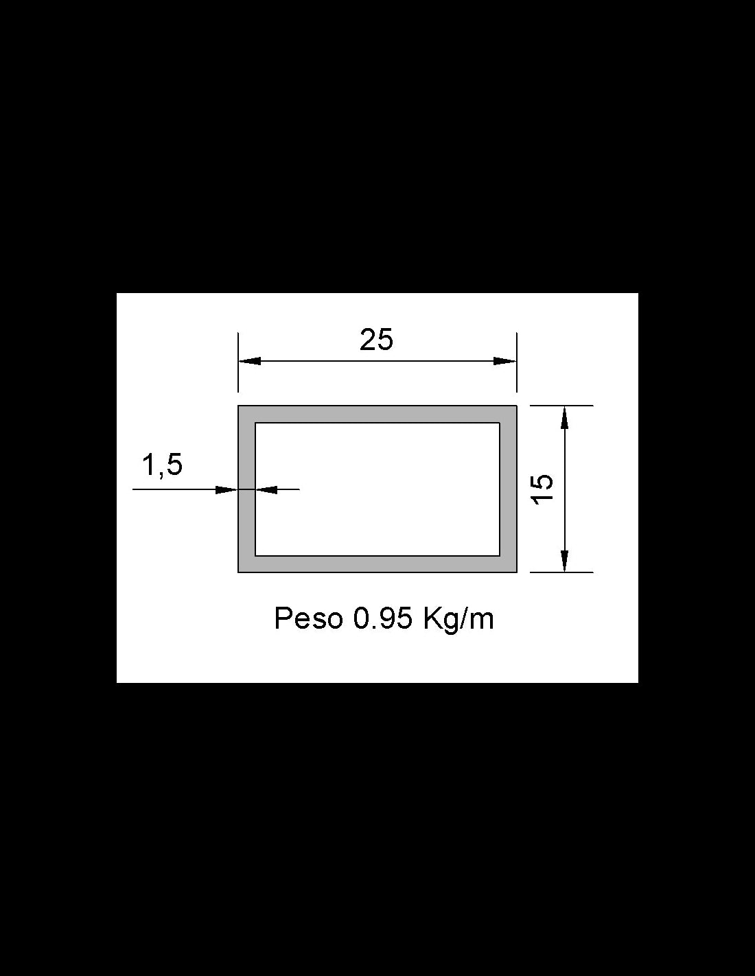 Tub Rect Neg 25x15x1.5 mm - Materiales de Construcción Jurmaq Molina
